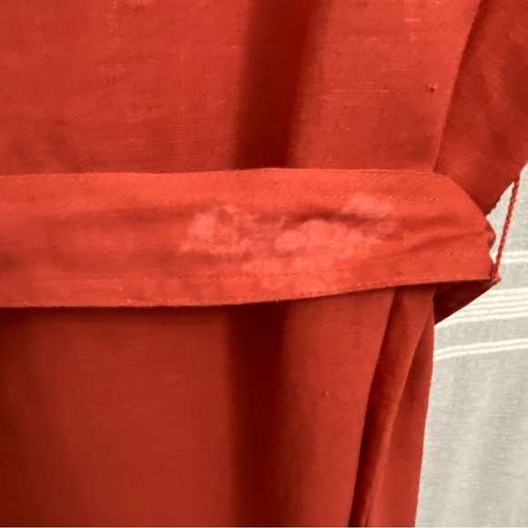 ANNE KLEIN / Rust Linen Blend Sleeveless Dress with Tie Belt Size 6 - Picture 13 of 13